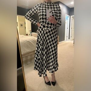 Ann Taylor Black and White Houndstooth Dress